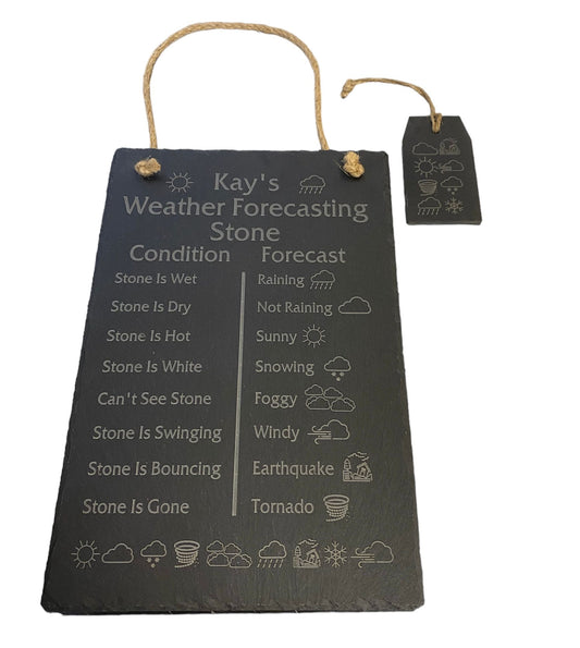 Personalised Engraved Natural Slate Weather Forecasting Stone