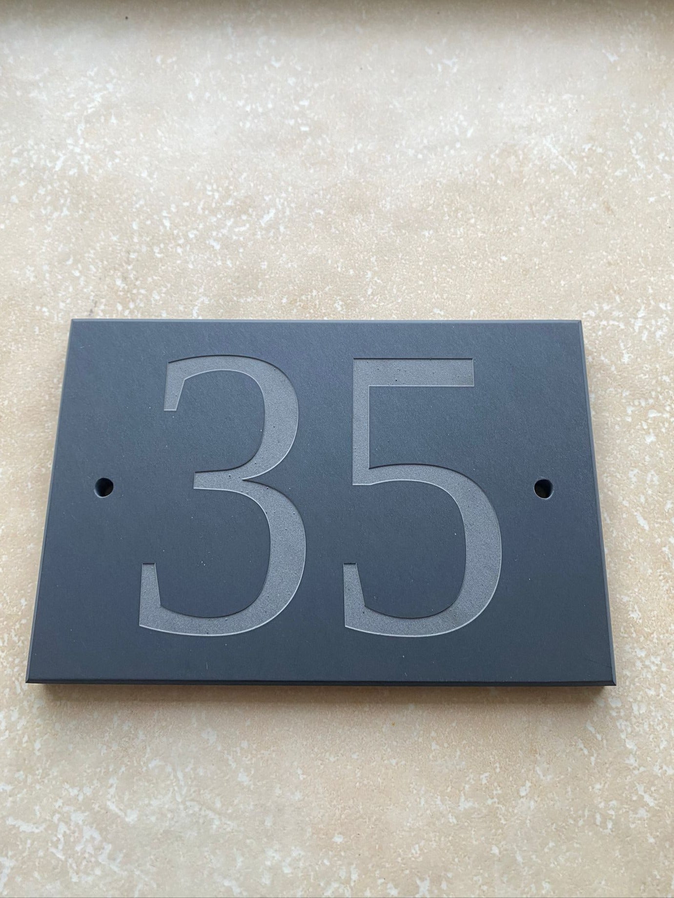 "Barlow" Natural Slate House Sign, Custom Engraved 6" x 4" (15.2cm x 10cm)