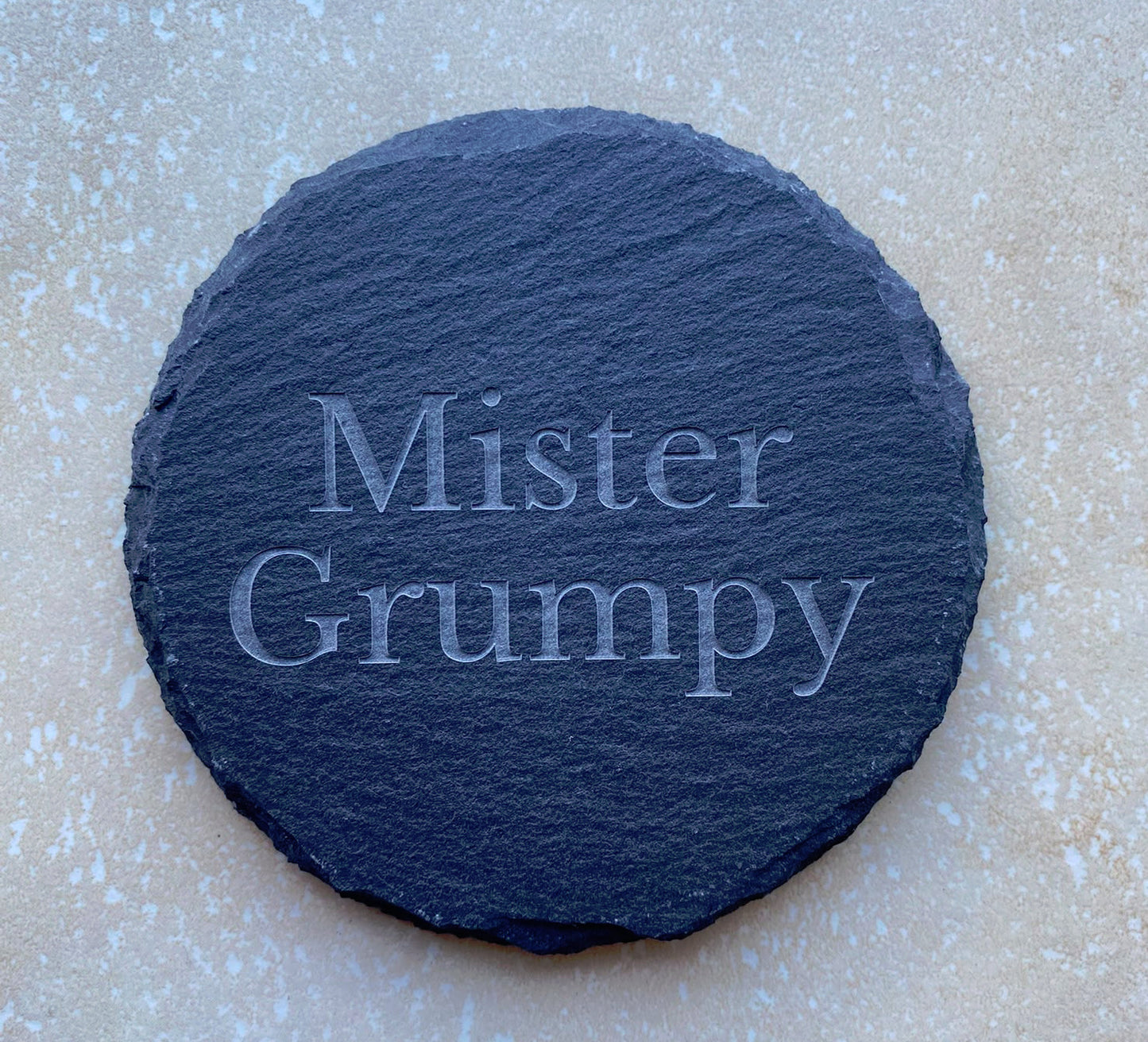 Personalised Engraved Natural Slate Coaster / Drinks Mat - Round