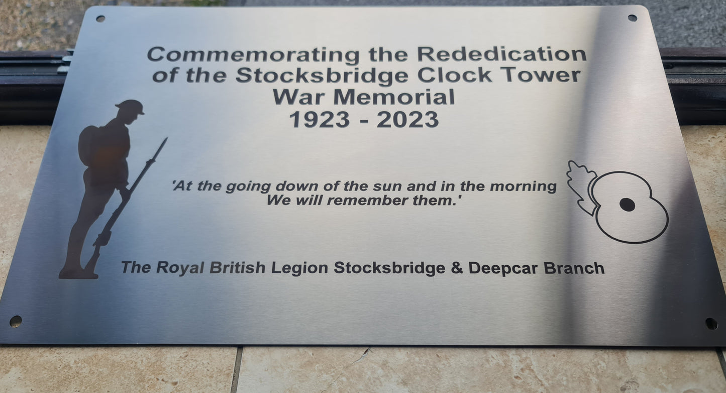 Personalised Engraved Stainless Steel Plaques - WITH MOUNTING HOLES - EIGHTEEN Size Options