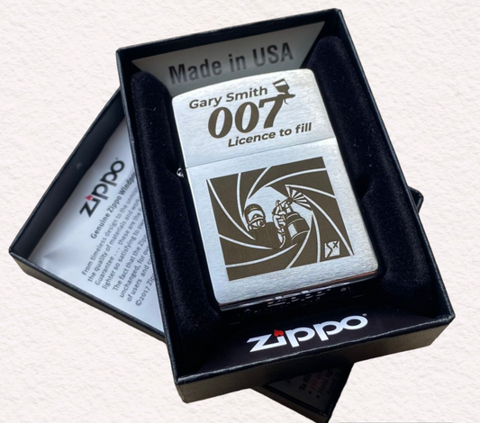 Personalised Engraved Zippo 200 Lighter - Brushed Chrome
