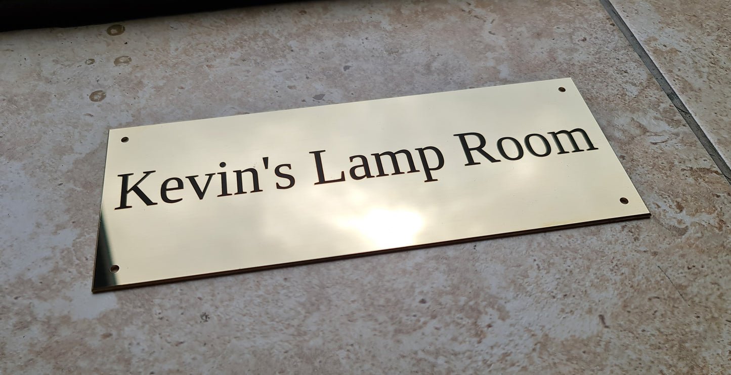 Personalised Engraved Polished Brass Plaques - WITH MOUNTING HOLES - EIGHTEEN Size Options