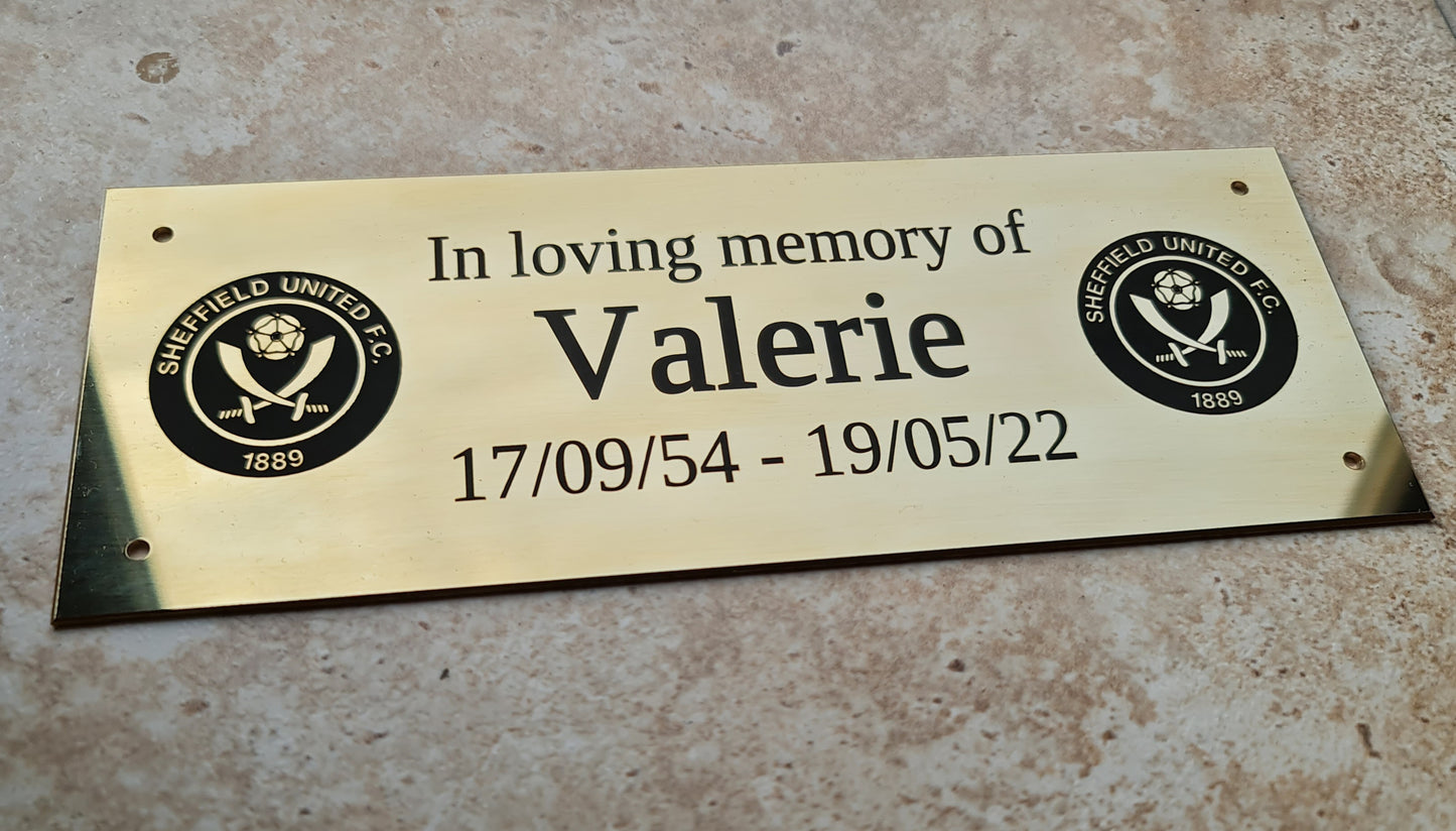 Personalised Engraved Polished Brass Plaques - WITH MOUNTING HOLES - EIGHTEEN Size Options