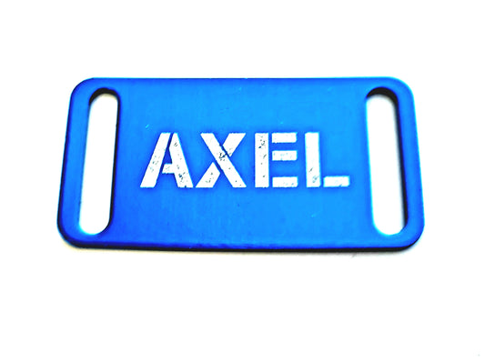 Engraved Anodised Slide On Collar Tag - MEDIUM - to fit 19mm (3/4") wide collars - FOUR Colour Options