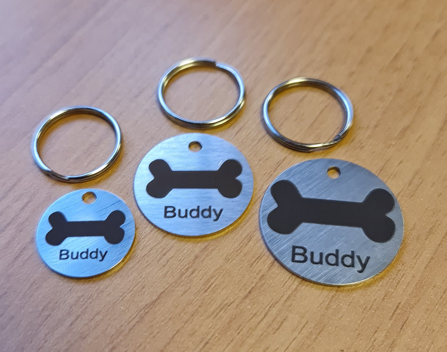 25mm Engraved Stainless Steel "Dog Bone" Pet ID Tag / ID Disc