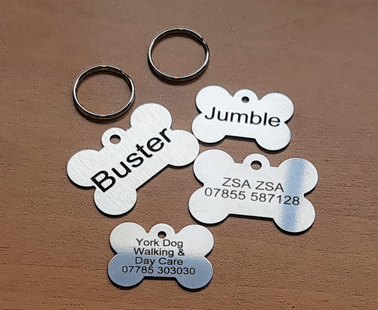 32mm Engraved Stainless Steel Bone Design Dog Tag / ID Tag