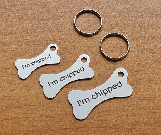 25mm Engraved Stainless Steel Butchers Bone Small Bone Design Dog Tag / ID Tag
