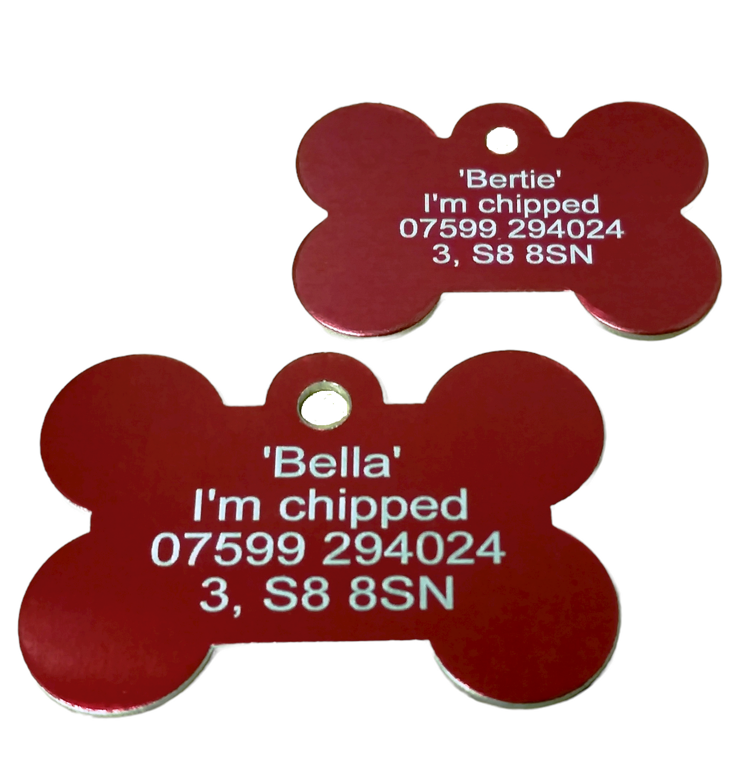 38mm Engraved Anodised Large Bone Pet Tag - SIX Colour Options