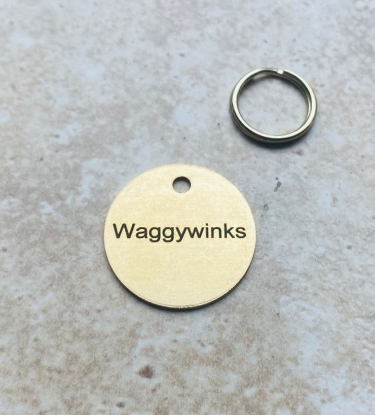 33mm Engraved Brass Pet ID Tag / ID Disc