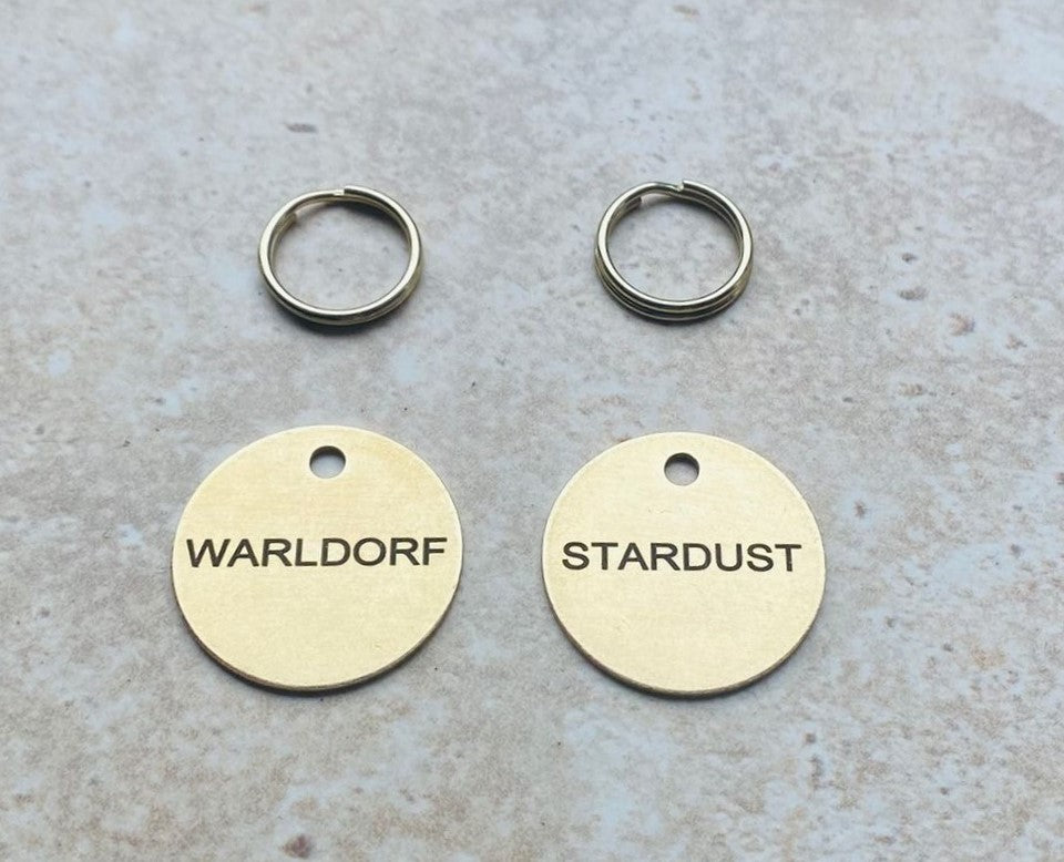 20mm Engraved Brass Pet ID Tag / ID Disc