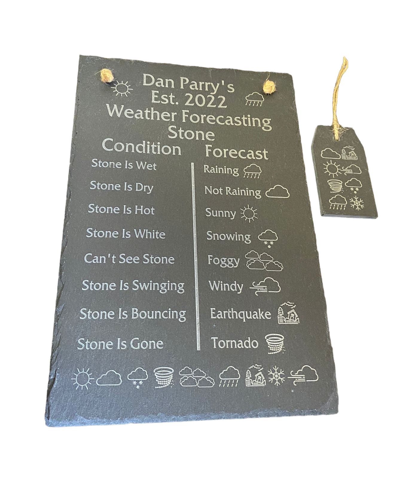 Personalised Engraved Natural Slate Weather Forecasting Stone