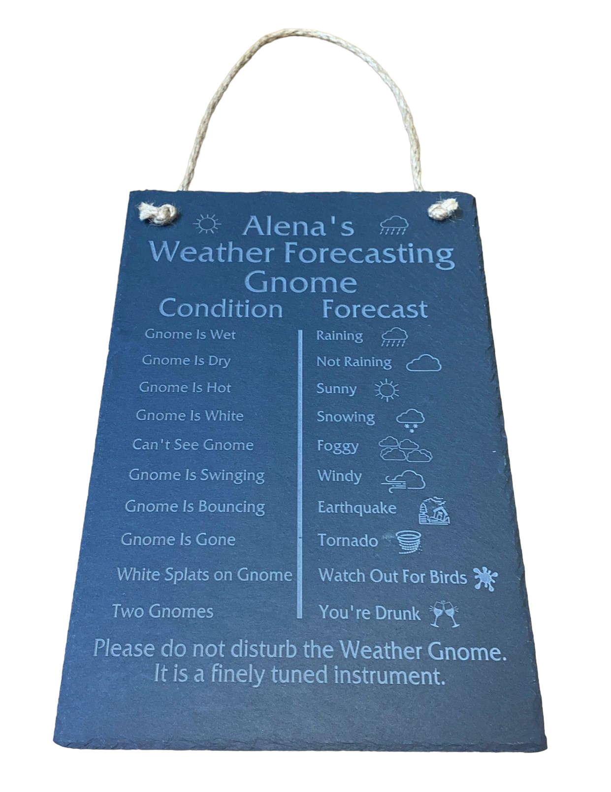 Personalised Engraved Natural Slate Weather Forecasting Stone
