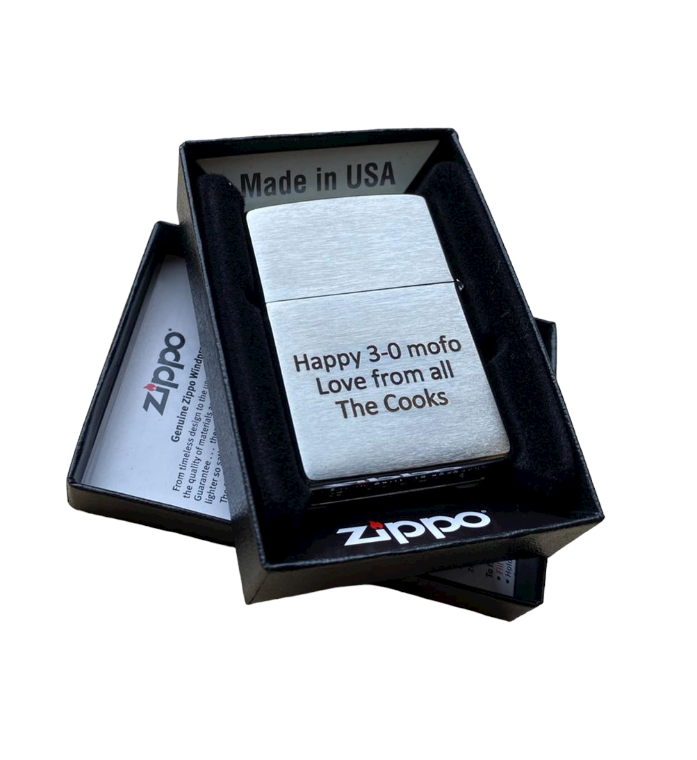 Personalised Engraved Zippo 200 Lighter - Brushed Chrome