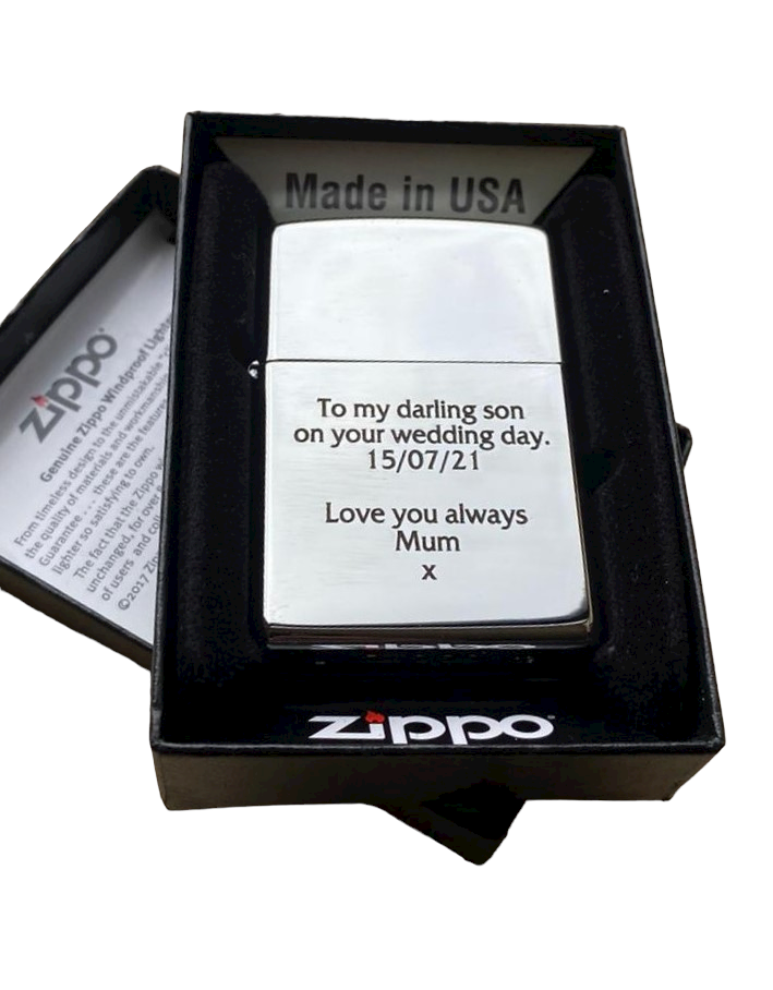 Personalised Engraved Zippo 200 Lighter - Brushed Chrome