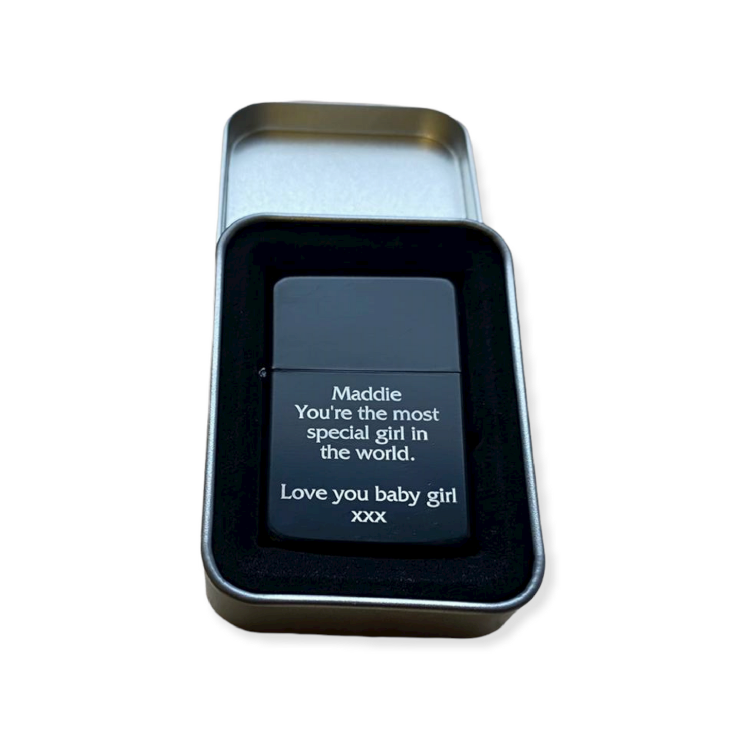 Personalised Engraved Star Lighter - Anodised Black