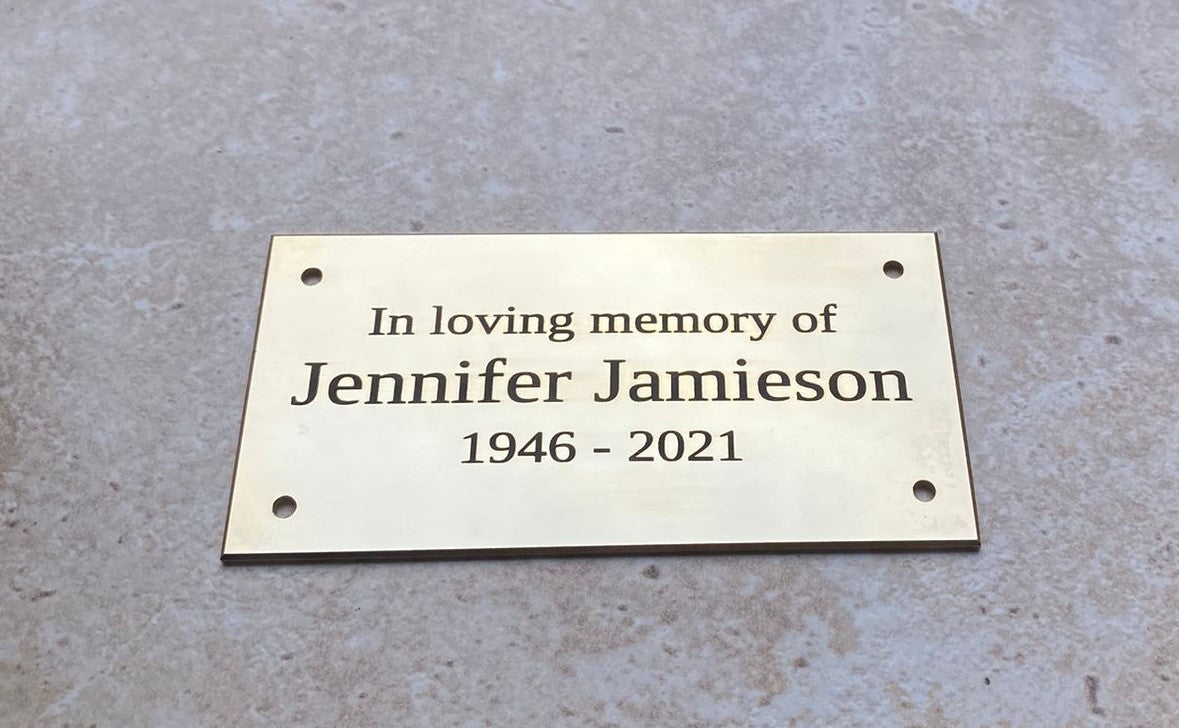 Personalised Engraved Polished Brass Plaques - WITH MOUNTING HOLES - EIGHTEEN Size Options