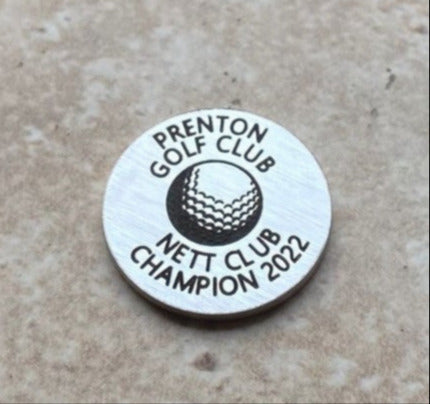 Personalised Engraved Golf Ball Marker In Stainless Steel