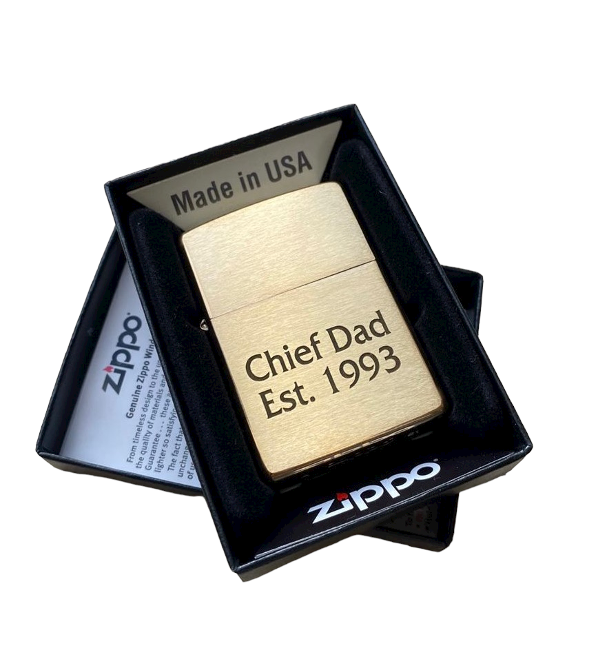 Personalised Engraved Zippo 204B Lighter - Brushed Brass