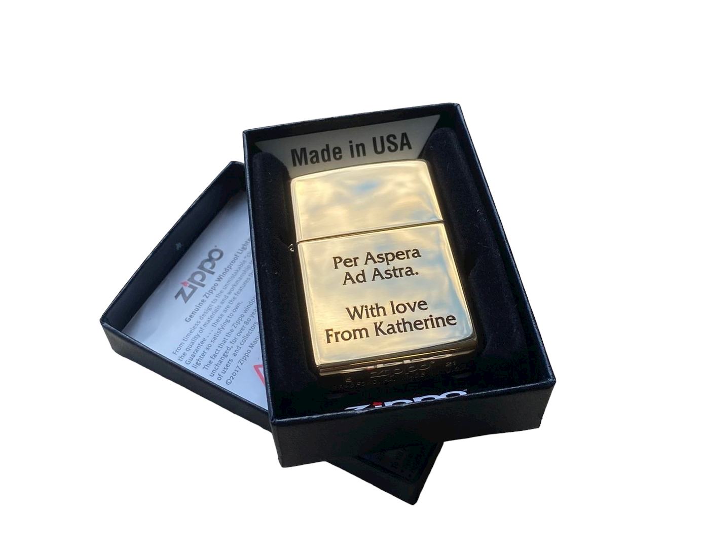 Personalised Engraved Zippo 254B Lighter - Polished Brass