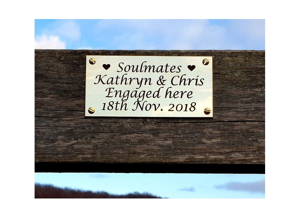 Personalised Engraved Polished Brass Plaques - WITH MOUNTING HOLES - EIGHTEEN Size Options