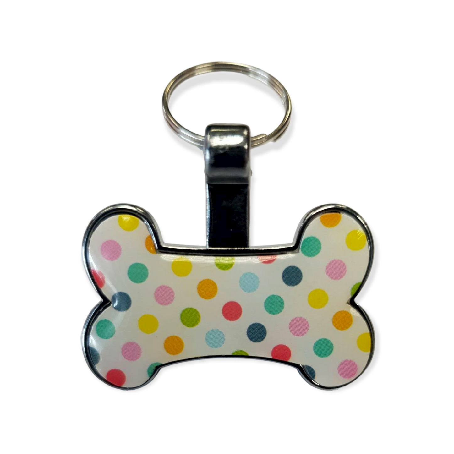 27mm Engraved Polka Dot Bone Design Dog Tag / ID Disc