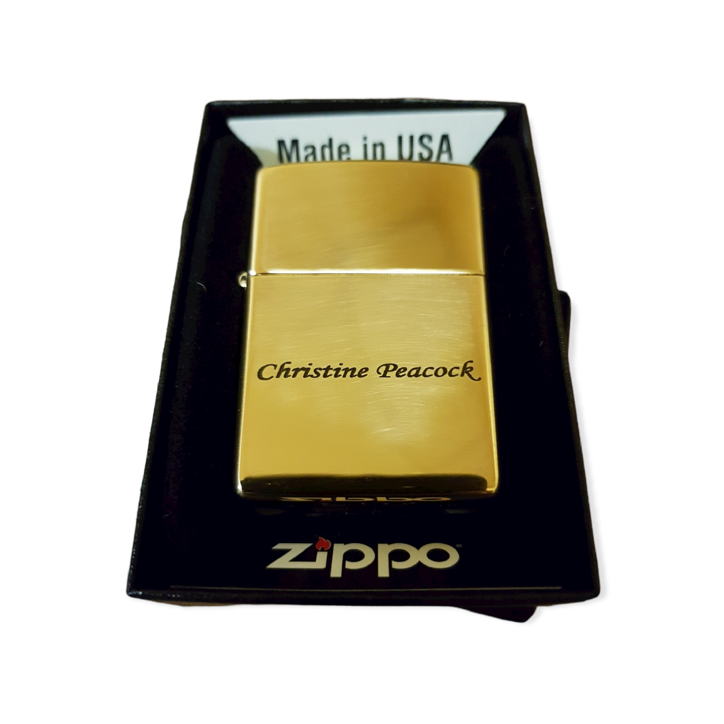 Personalised Engraved Zippo 254B Lighter - Polished Brass