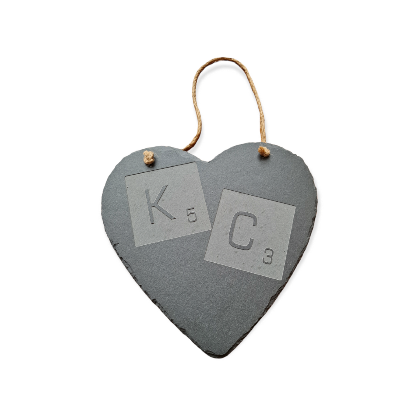 Personalised Engraved Natural Slate Hanging Love Heart