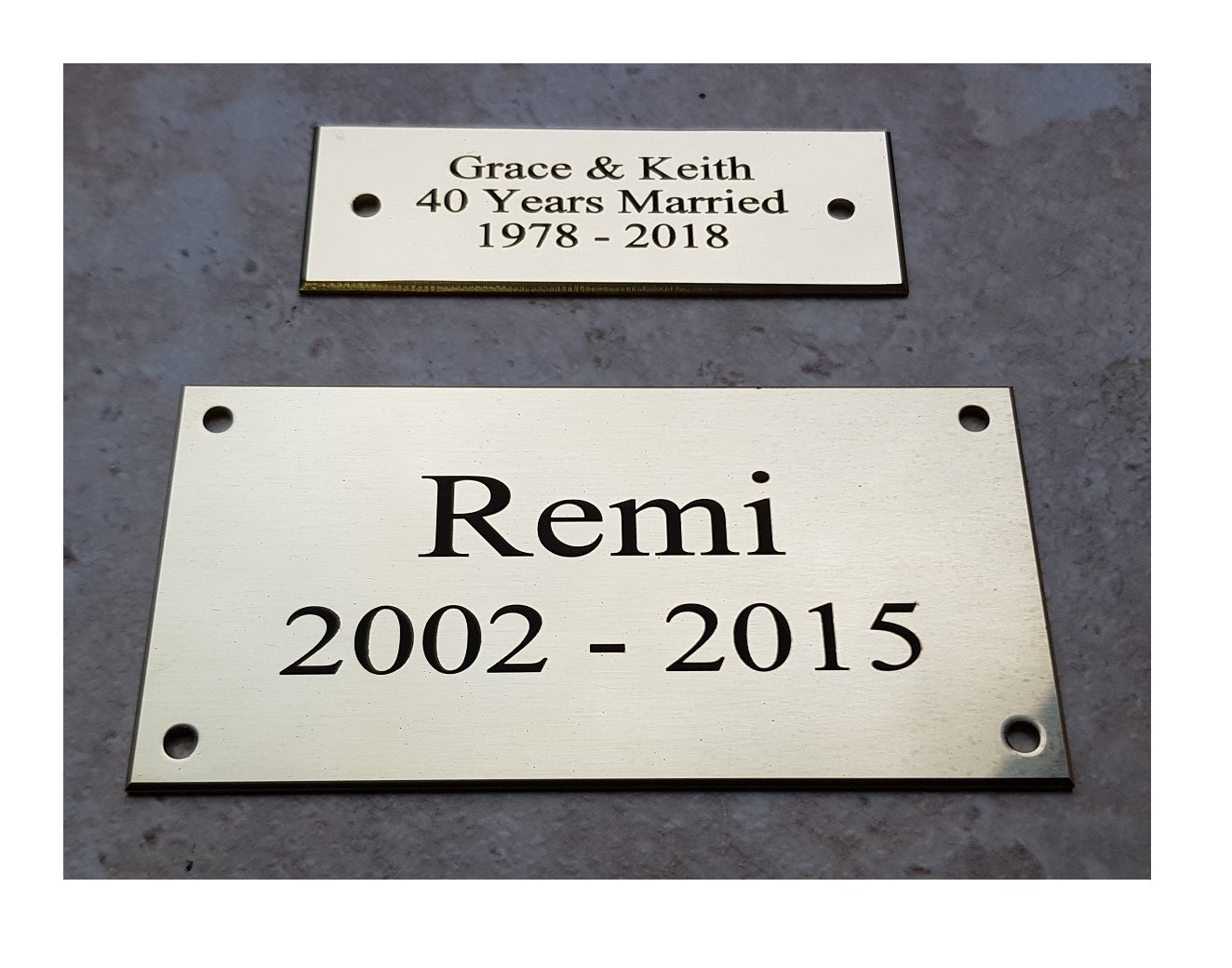 Personalised Engraved Polished Brass Plaques - NO MOUNTING HOLES - EIGHTEEN Size Options