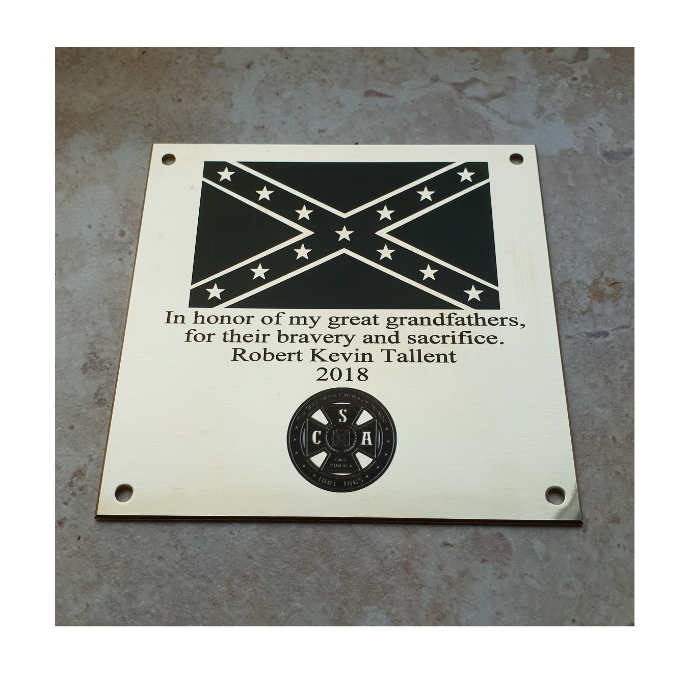 Personalised Engraved Polished Brass Plaques - WITH MOUNTING HOLES - EIGHTEEN Size Options