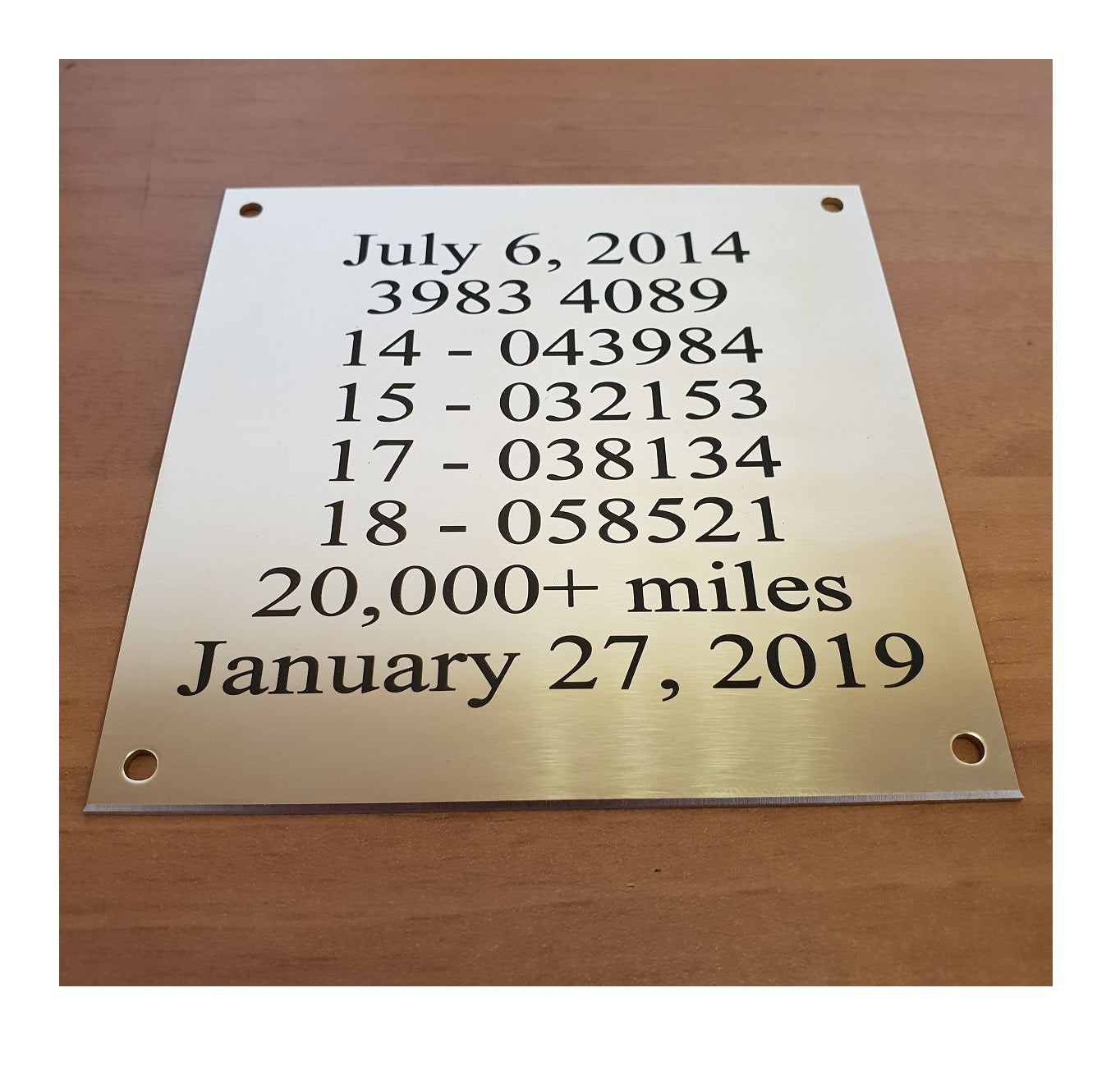 Personalised Engraved Polished Brass Plaques - NO MOUNTING HOLES - EIGHTEEN Size Options