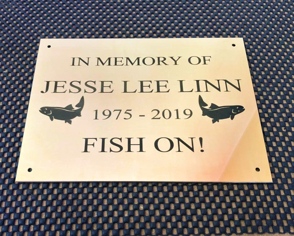 Personalised Engraved Polished Brass Plaques - WITH MOUNTING HOLES - EIGHTEEN Size Options