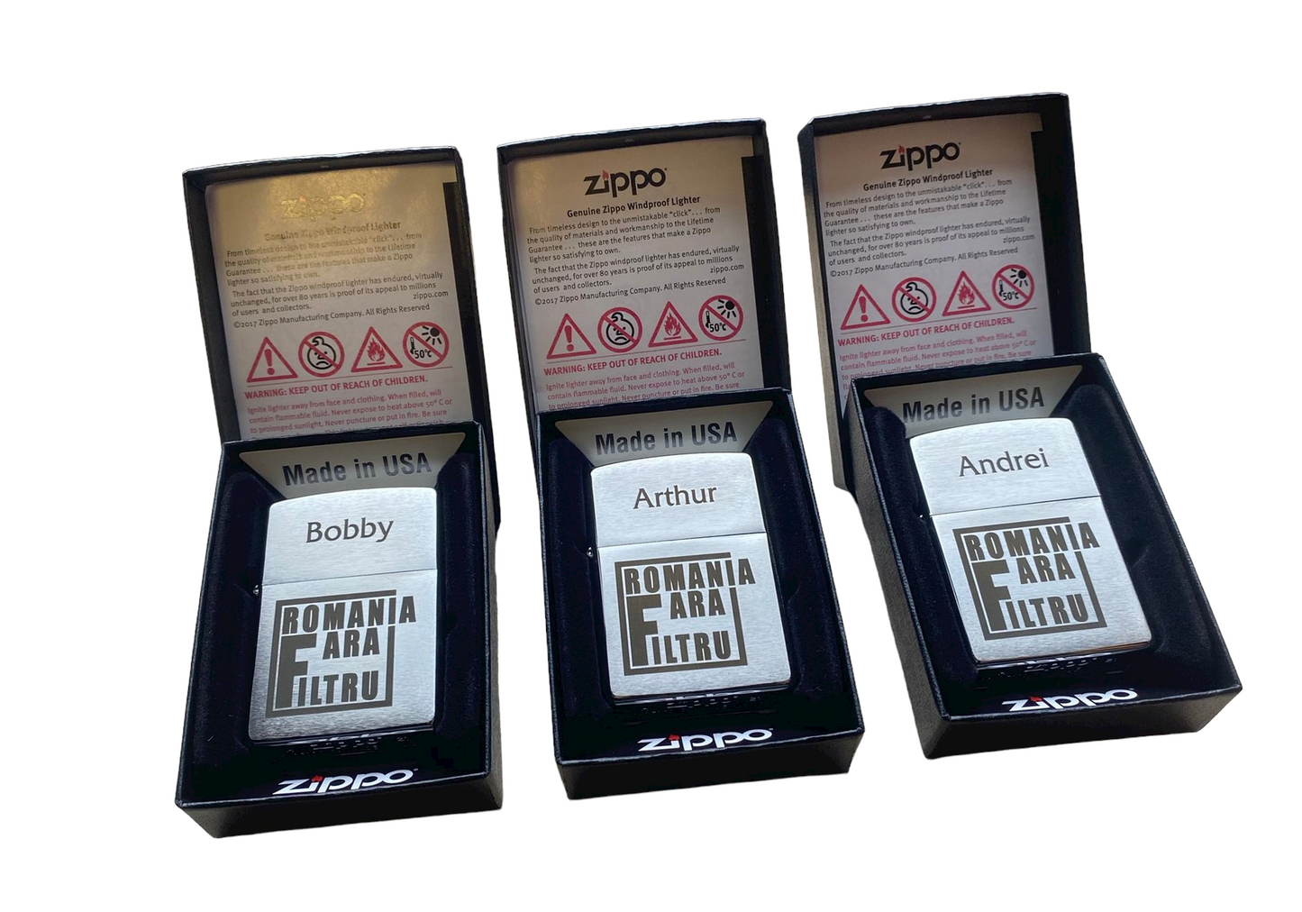 Personalised Engraved Zippo 200 Lighter - Brushed Chrome