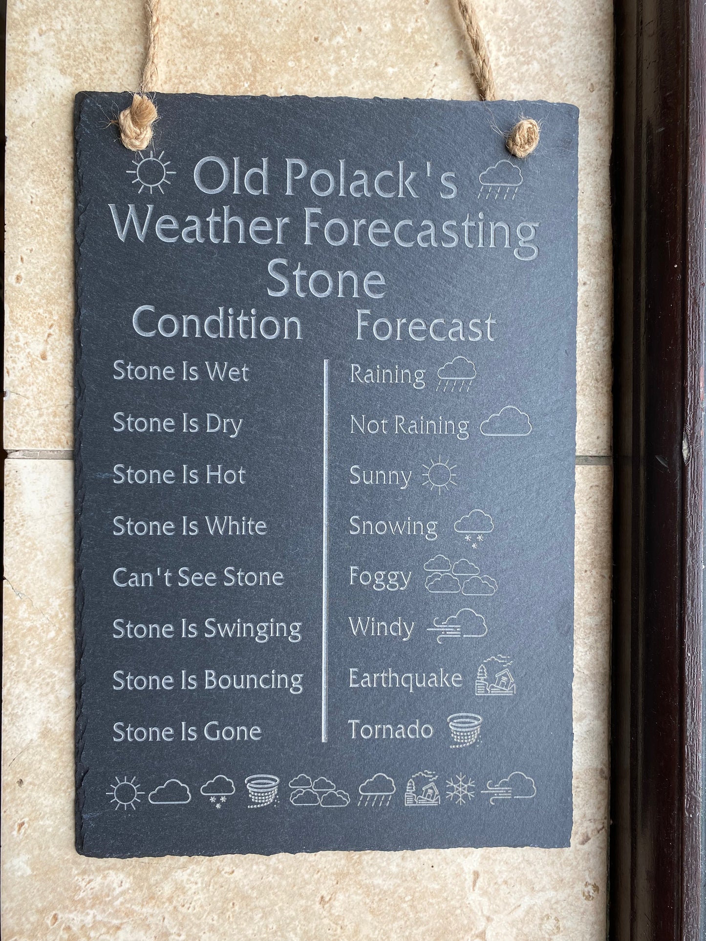 Personalised Engraved Natural Slate Weather Forecasting Stone