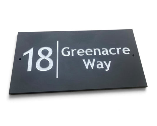 "Ashdale" Natural Slate Prestige House Sign, Custom Engraved & Hand Painted 12" x 10" (30cm x 25cm)