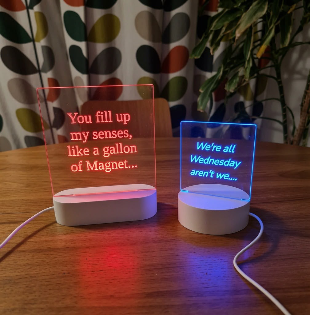 4" x 4" Square Personalised LED Light, USB Powered With Wooden Base