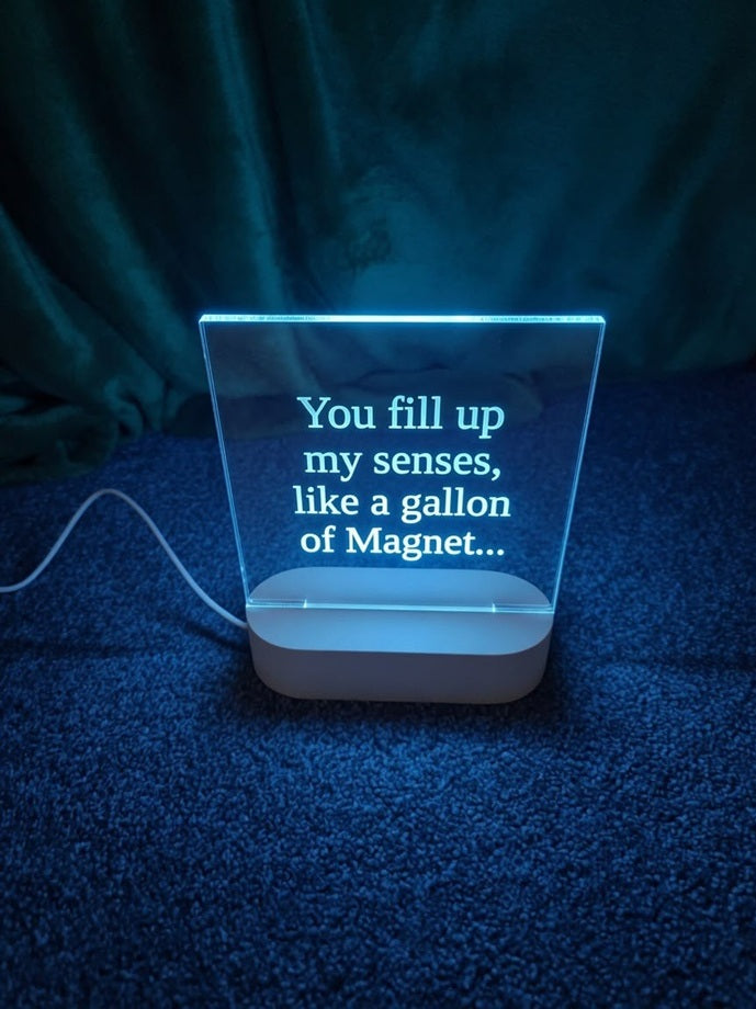 6" x 6" Square Personalised LED Light, USB Powered With Wooden Base