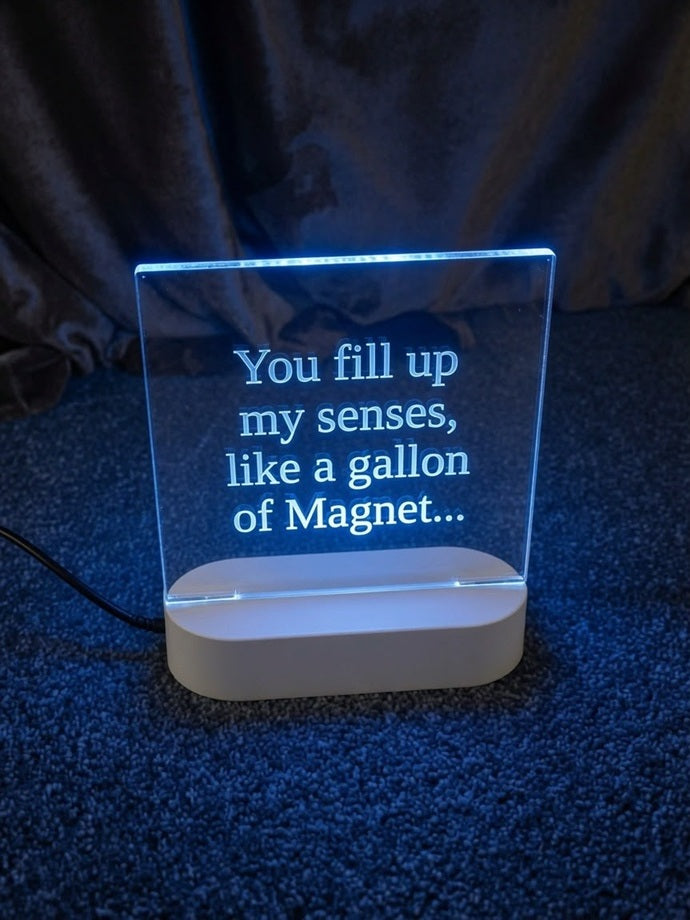 6" x 6" Square Personalised LED Light, USB Powered With Wooden Base