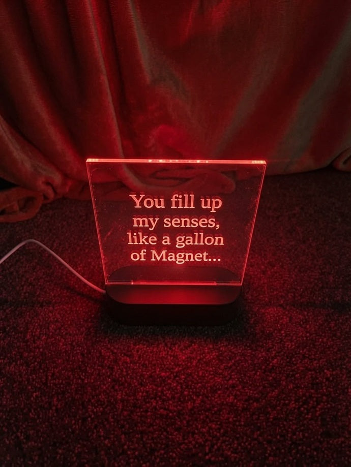 6" x 6" Square Personalised LED Light, USB Powered With Wooden Base