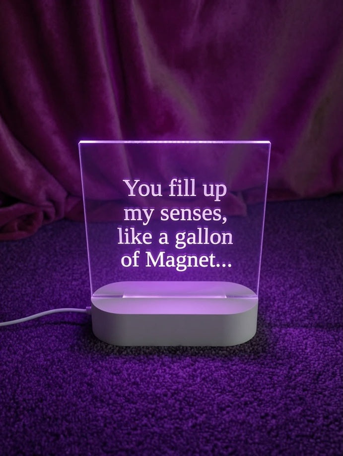6" x 6" Square Personalised LED Light, USB Powered With Wooden Base