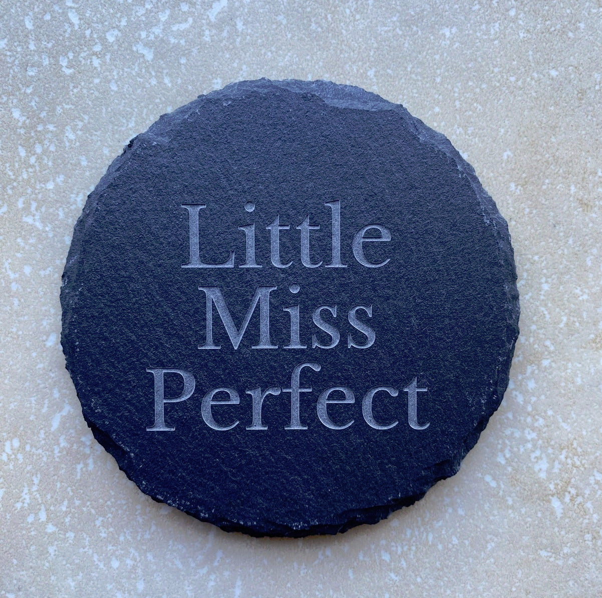 Personalised Engraved Natural Slate Coaster / Drinks Mat - Round