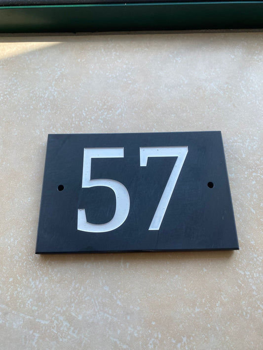 "Barlow" Natural Slate House Sign, Custom Engraved 6" x 4" (15.2cm x 10cm)