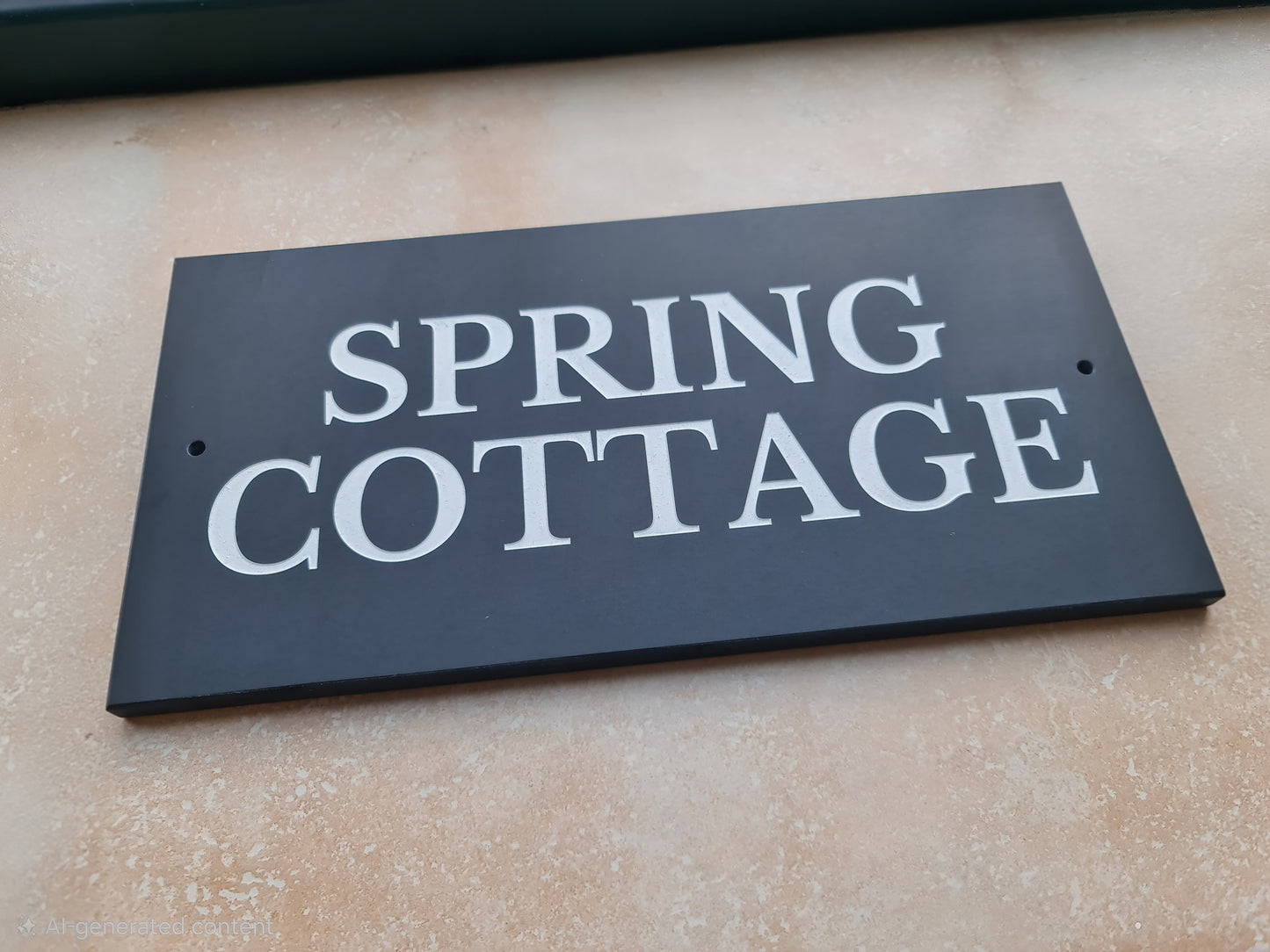 "Ashdale" Natural Slate Prestige House Sign, Custom Engraved & Hand Painted 12" x 10" (30cm x 25cm)