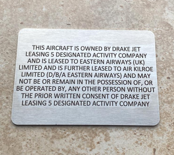 Personalised Engraved Stainless Steel Plaques - NO MOUNTING HOLES - EIGHTEEN Size Options