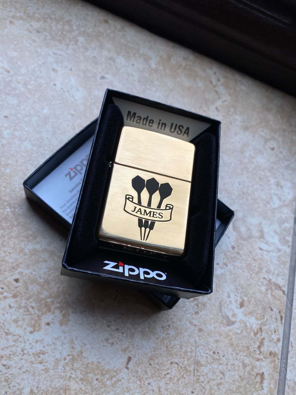 Personalised Engraved Zippo 254B Lighter - Polished Brass