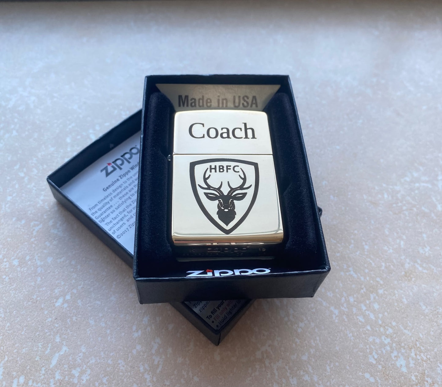 Personalised Engraved Zippo 254B Lighter - Polished Brass