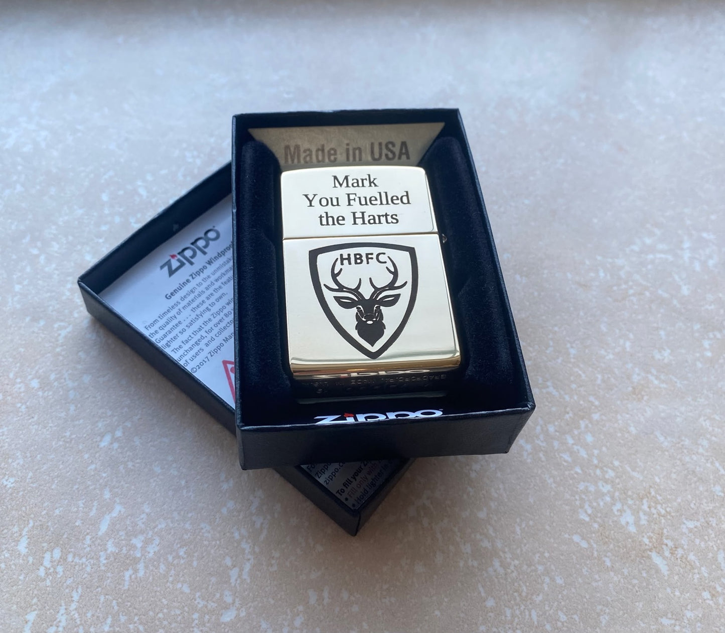 Personalised Engraved Zippo 254B Lighter - Polished Brass