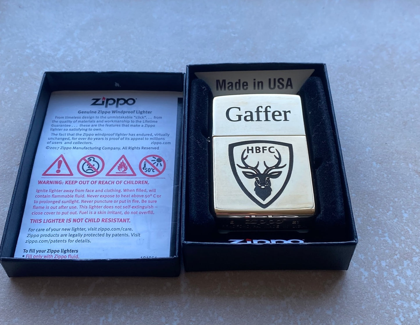Personalised Engraved Zippo 254B Lighter - Polished Brass
