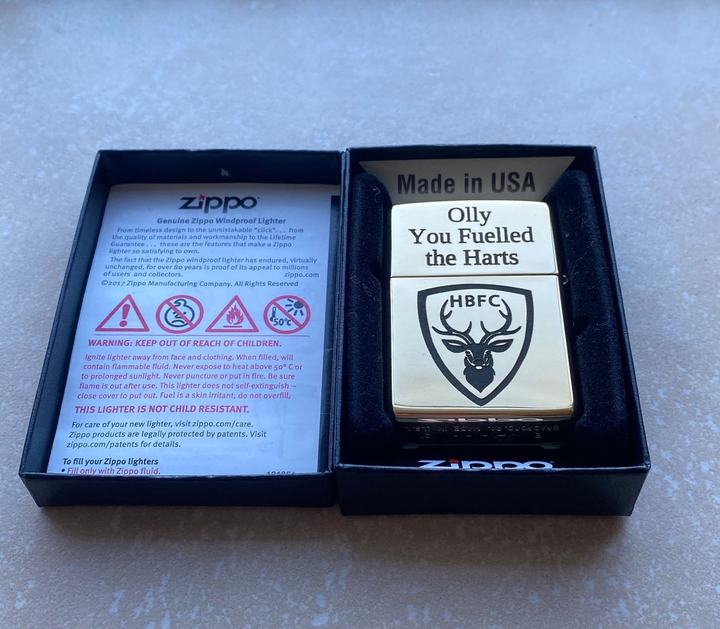Personalised Engraved Zippo 254B Lighter - Polished Brass