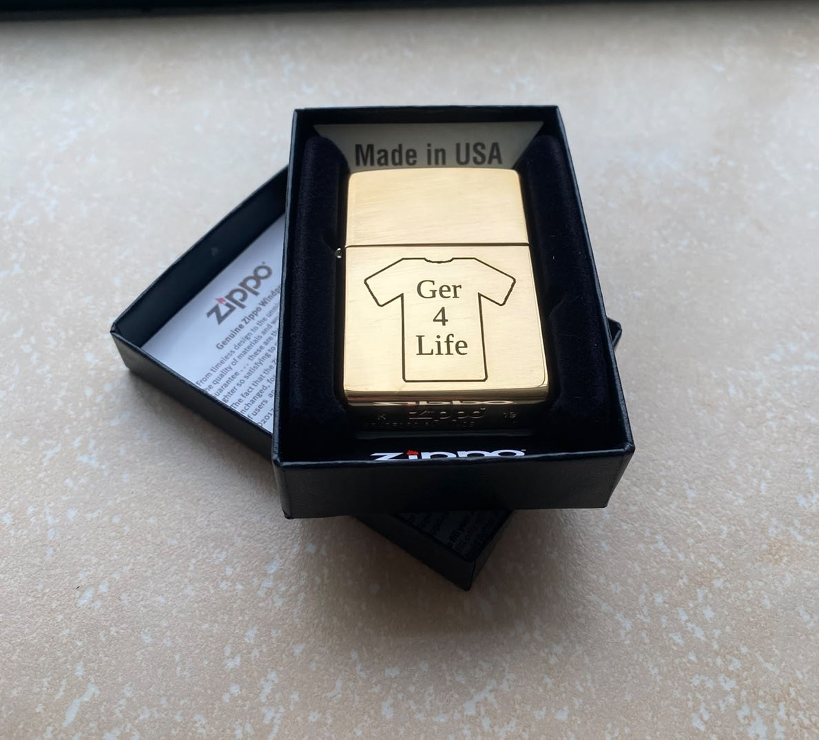 Personalised Engraved Zippo 254B Lighter - Polished Brass