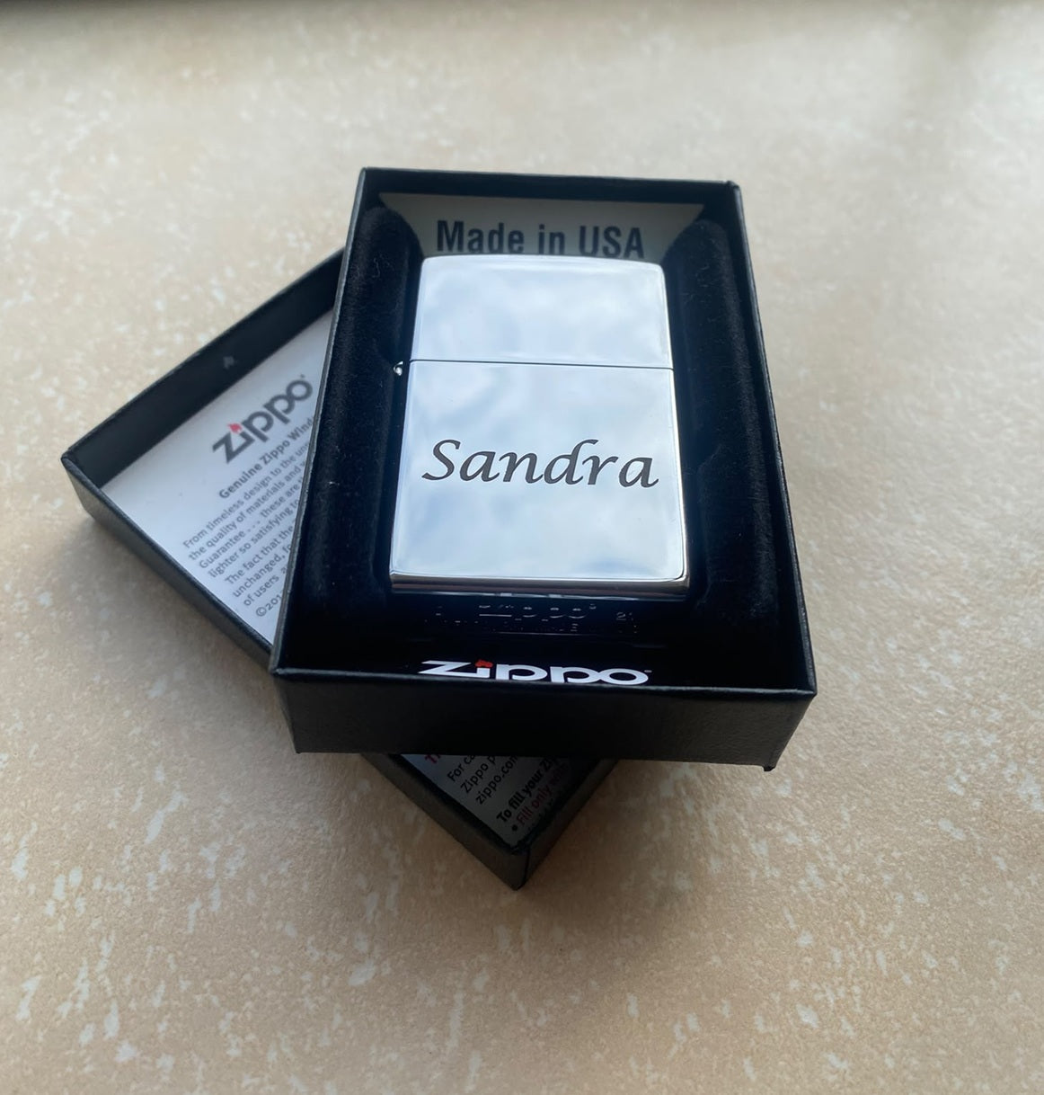 Personalised Engraved Zippo 250 Lighter - Polished Chrome
